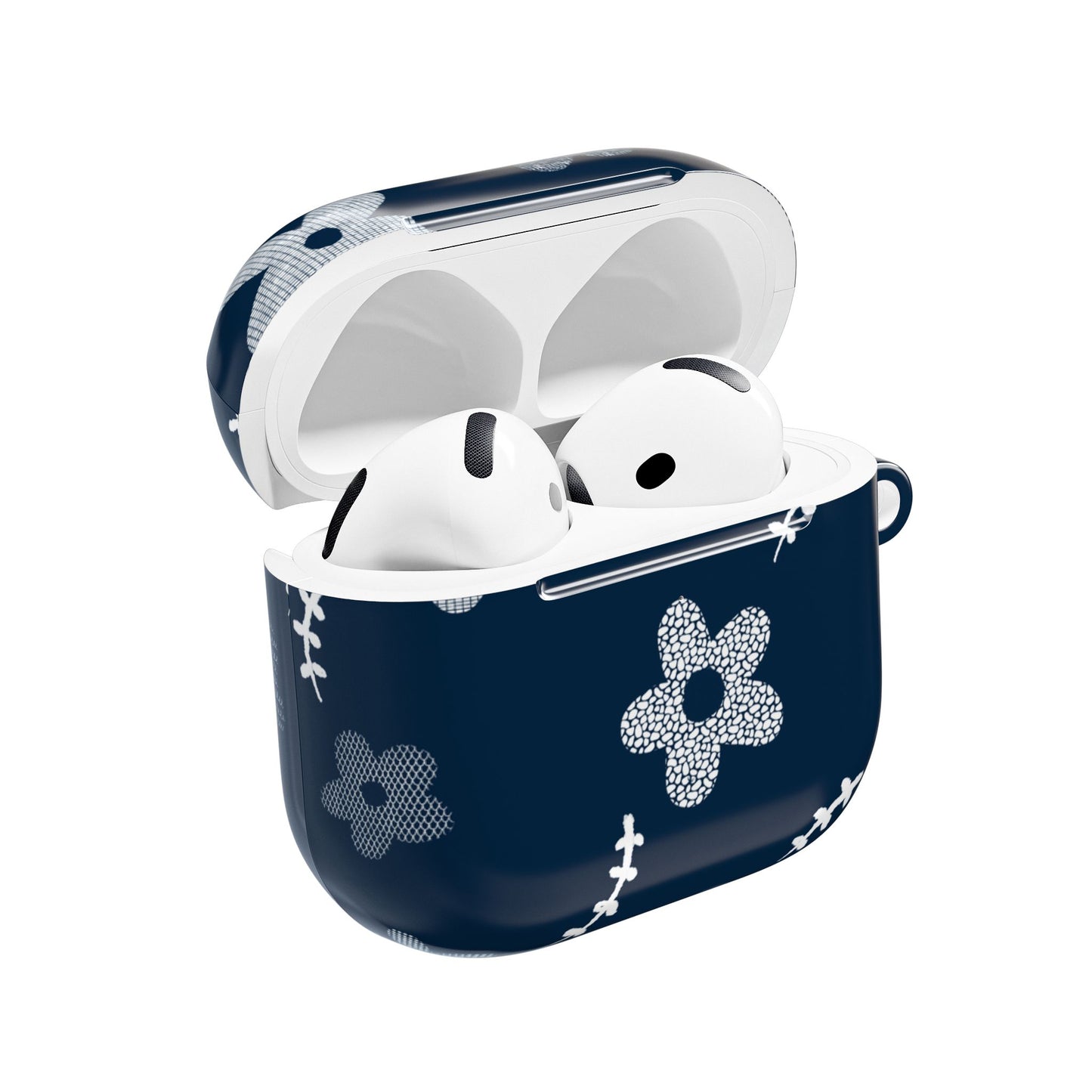 Navy Daisy Floral AirPod Case — Cute Protective Silicone Cover