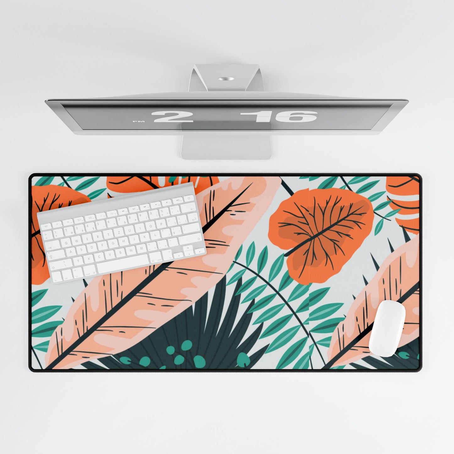 Tropical Floral Desk Mat — Large Botanical Mouse Pad for Home Office