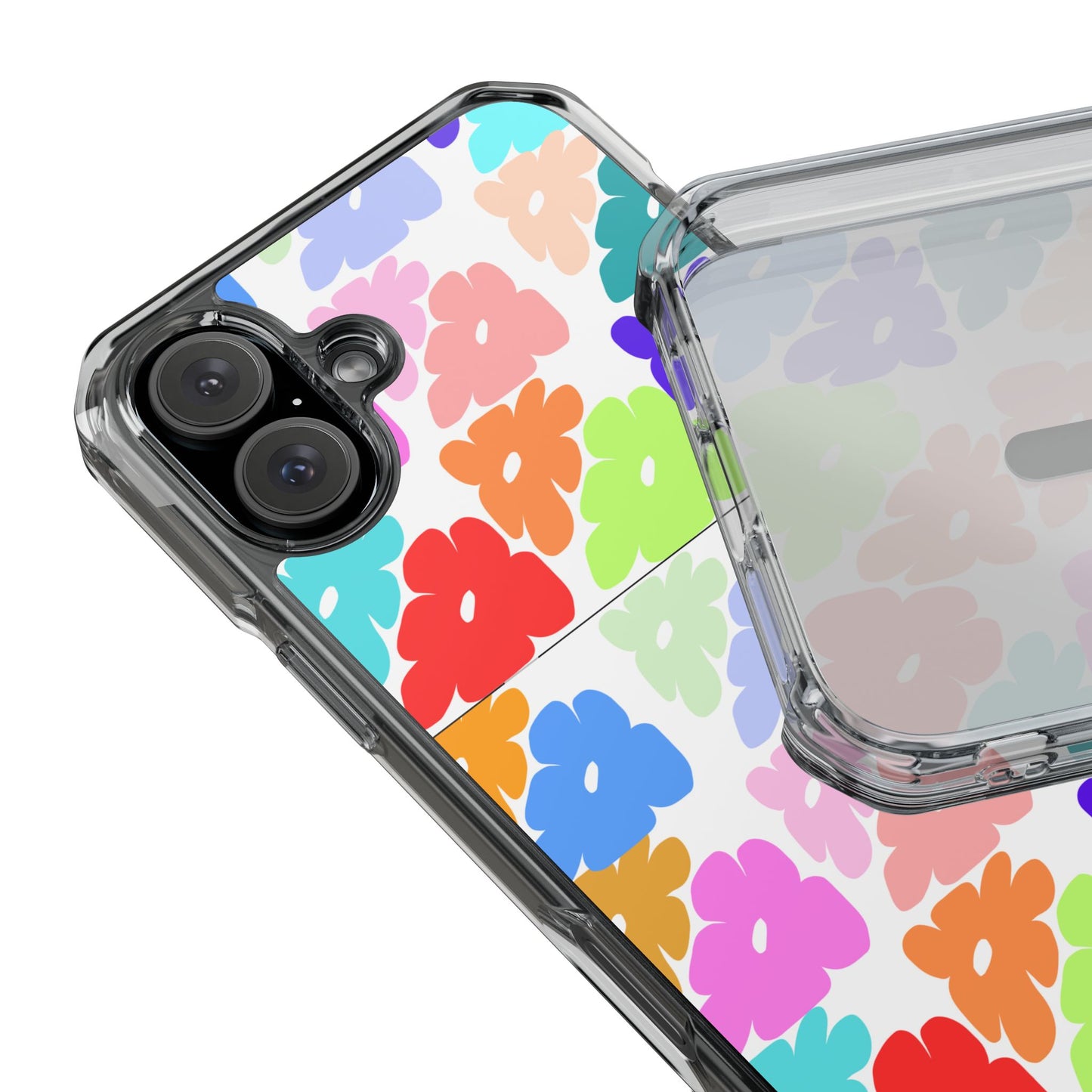 Clear Impact Phone Case — Colorful Abstract Floral Pattern, Magnetic, Protective