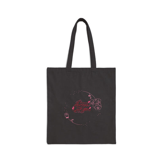 Canvas Tote Bag — Minimal Pink Floral "Wherever You Go" Eco Shopper