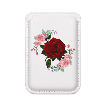 MagSafe Vegan Wallet — Red Rose Floral Card Holder