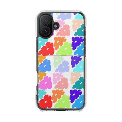 Clear Impact Phone Case — Colorful Abstract Floral Pattern, Magnetic, Protective