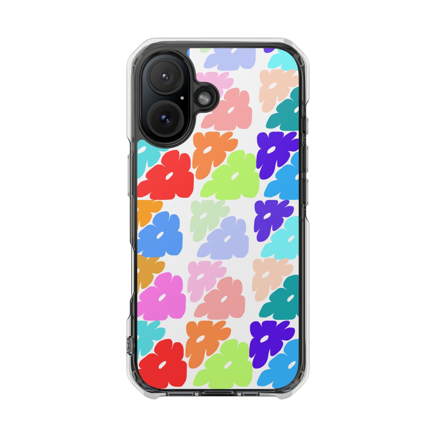 Clear Impact Phone Case — Colorful Abstract Floral Pattern, Magnetic, Protective