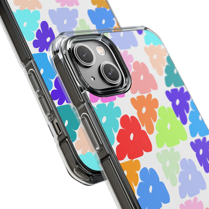 Clear Impact Phone Case — Colorful Abstract Floral Pattern, Magnetic, Protective
