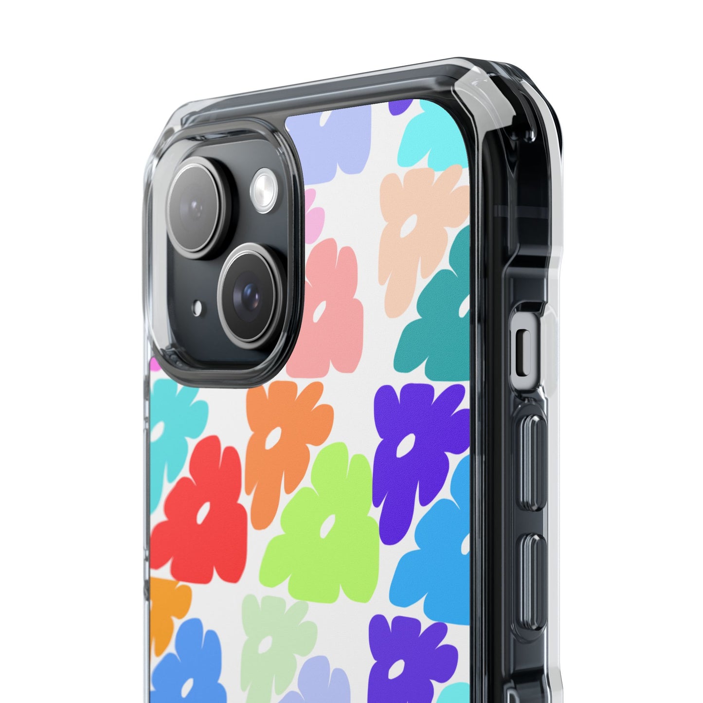 Clear Impact Phone Case — Colorful Abstract Floral Pattern, Magnetic, Protective
