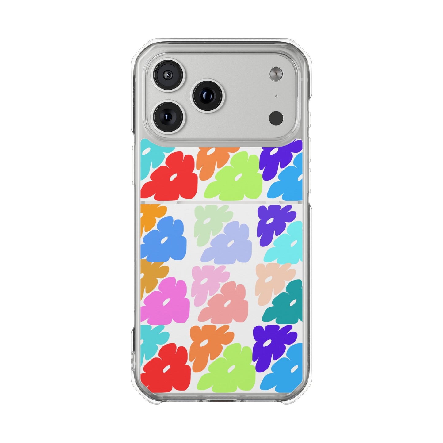 Clear Impact Phone Case — Colorful Abstract Floral Pattern, Magnetic, Protective