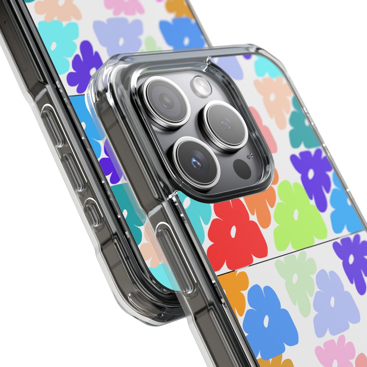 Clear Impact Phone Case — Colorful Abstract Floral Pattern, Magnetic, Protective