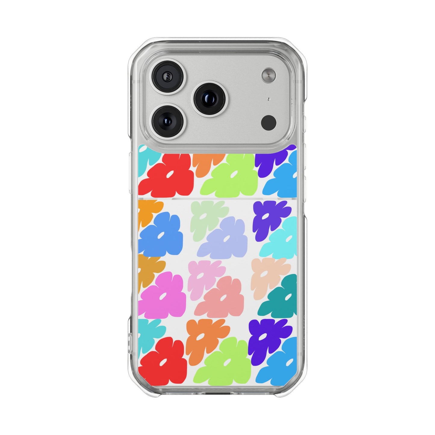 Clear Impact Phone Case — Colorful Abstract Floral Pattern, Magnetic, Protective