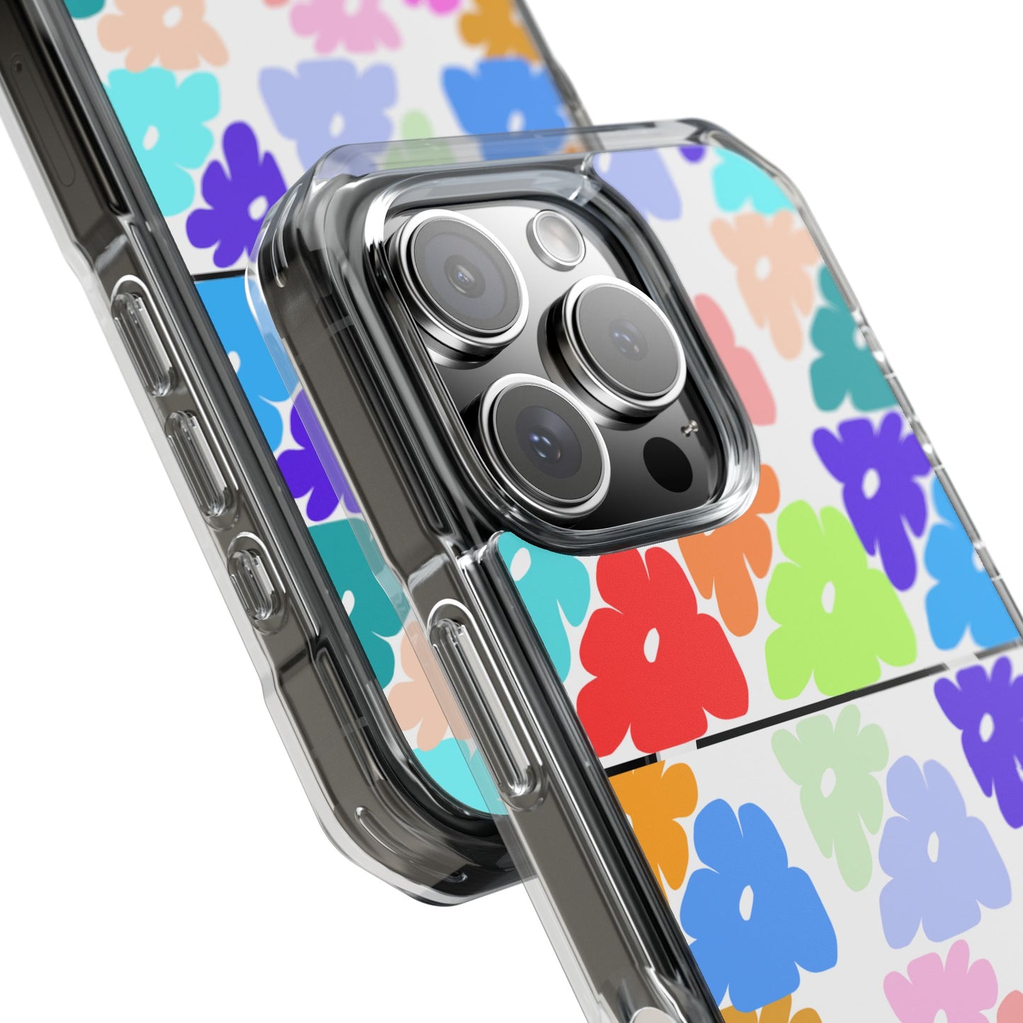 Clear Impact Phone Case — Colorful Abstract Floral Pattern, Magnetic, Protective
