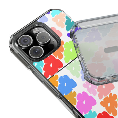 Clear Impact Phone Case — Colorful Abstract Floral Pattern, Magnetic, Protective