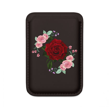 MagSafe Vegan Wallet — Red Rose Floral Card Holder