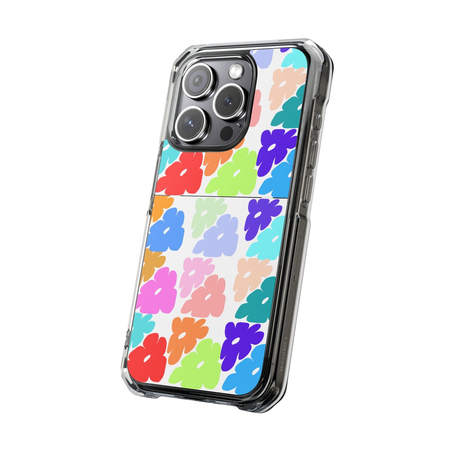 Clear Impact Phone Case — Colorful Abstract Floral Pattern, Magnetic, Protective