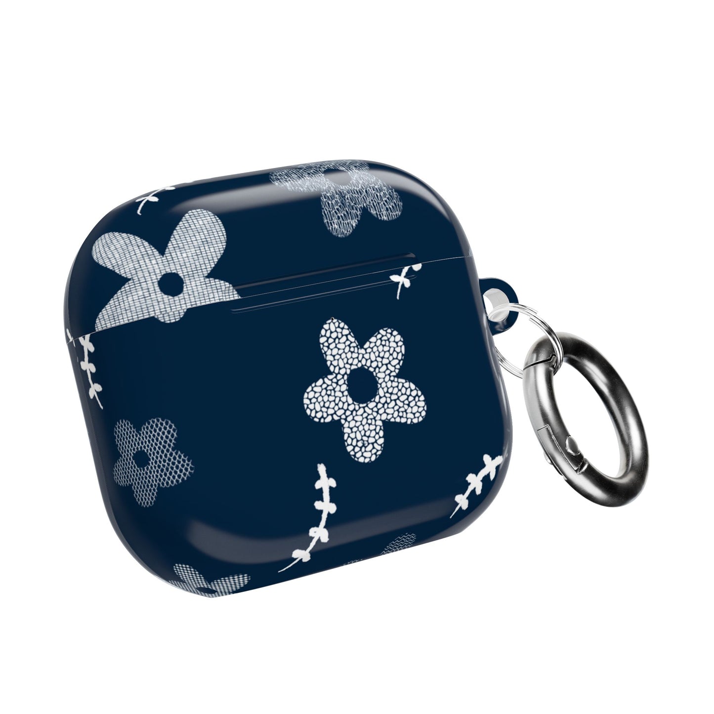 Navy Daisy Floral AirPod Case — Cute Protective Silicone Cover