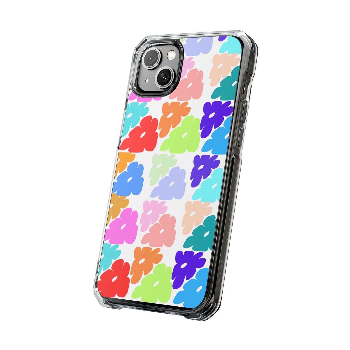 Clear Impact Phone Case — Colorful Abstract Floral Pattern, Magnetic, Protective