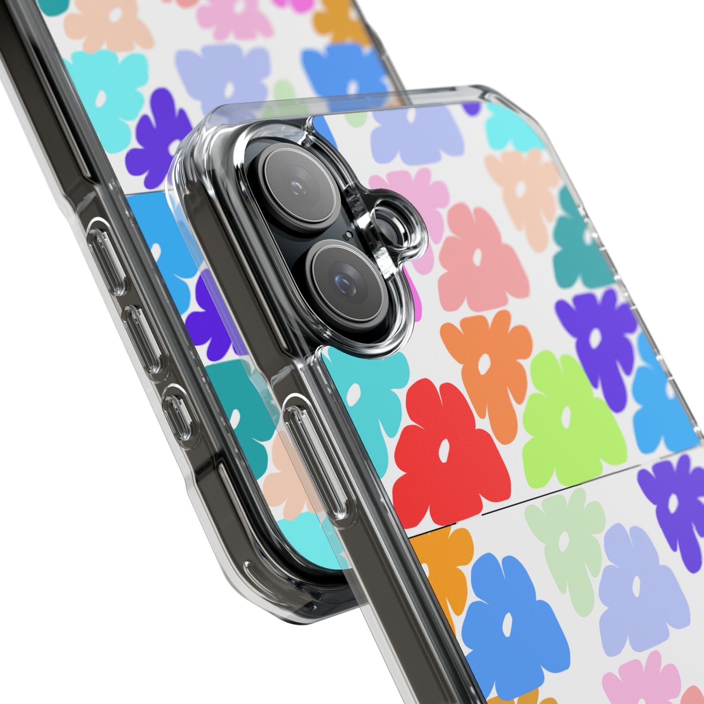 Clear Impact Phone Case — Colorful Abstract Floral Pattern, Magnetic, Protective