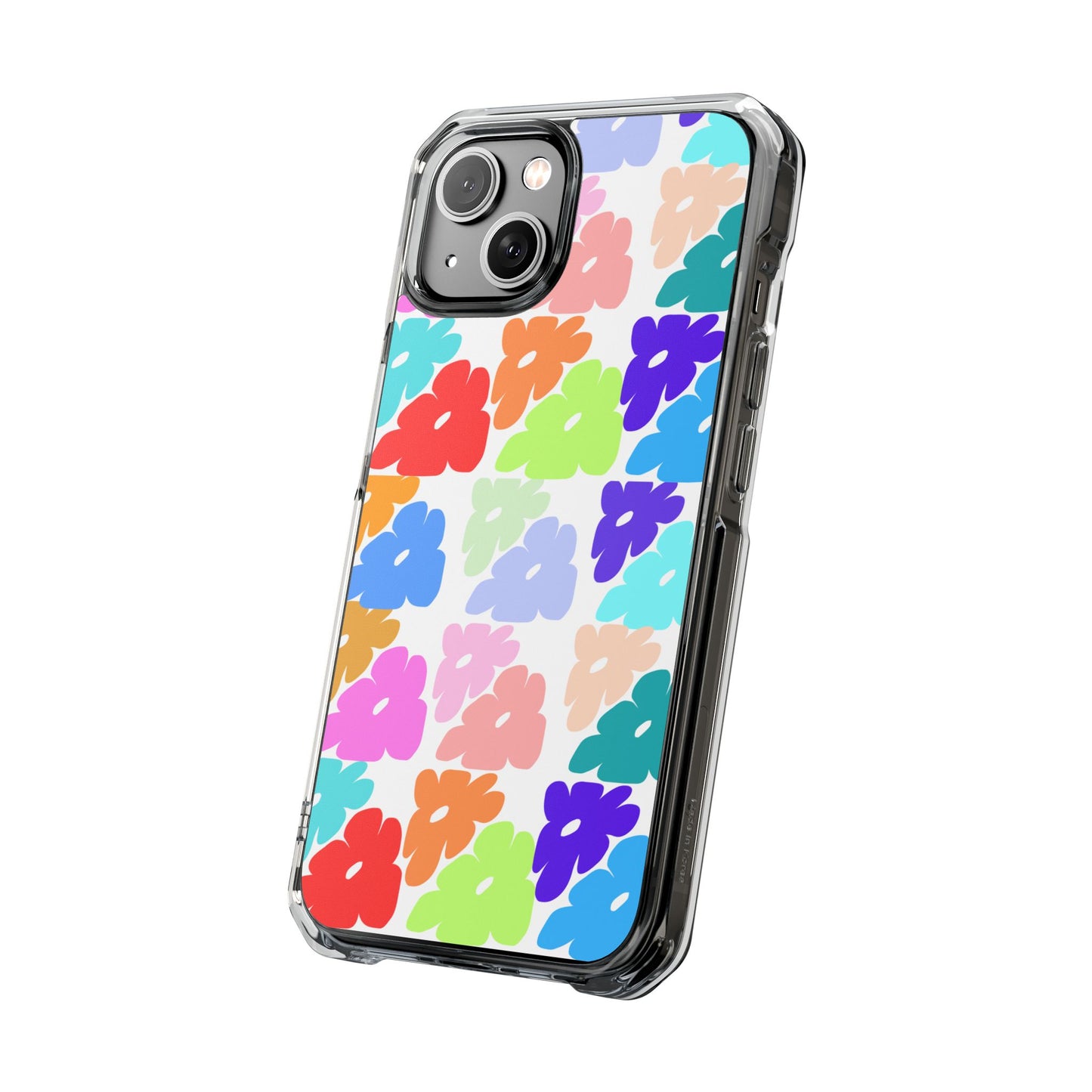 Clear Impact Phone Case — Colorful Abstract Floral Pattern, Magnetic, Protective