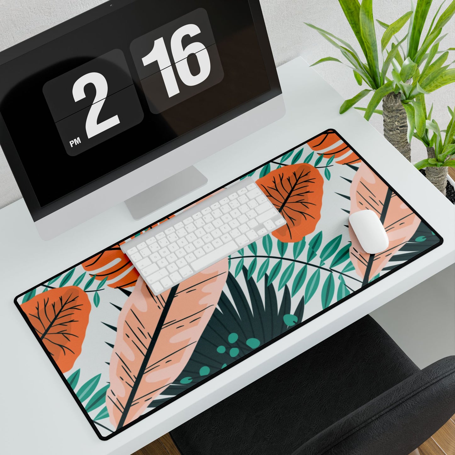 Tropical Floral Desk Mat — Large Botanical Mouse Pad for Home Office