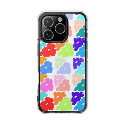Clear Impact Phone Case — Colorful Abstract Floral Pattern, Magnetic, Protective