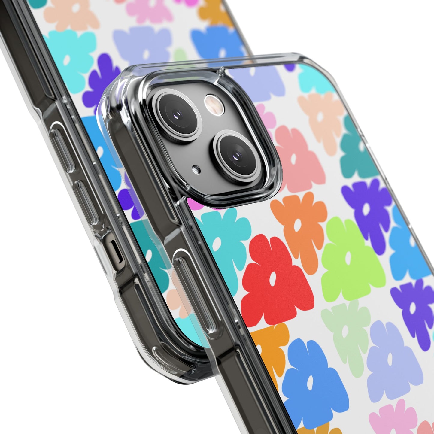 Clear Impact Phone Case — Colorful Abstract Floral Pattern, Magnetic, Protective