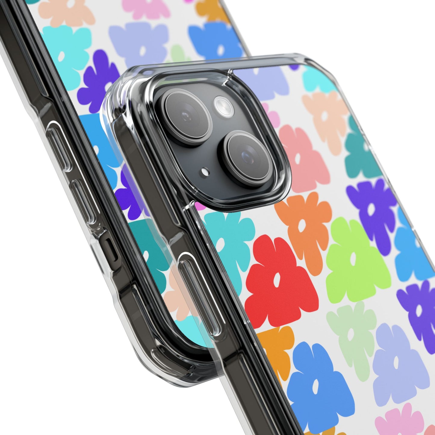 Clear Impact Phone Case — Colorful Abstract Floral Pattern, Magnetic, Protective