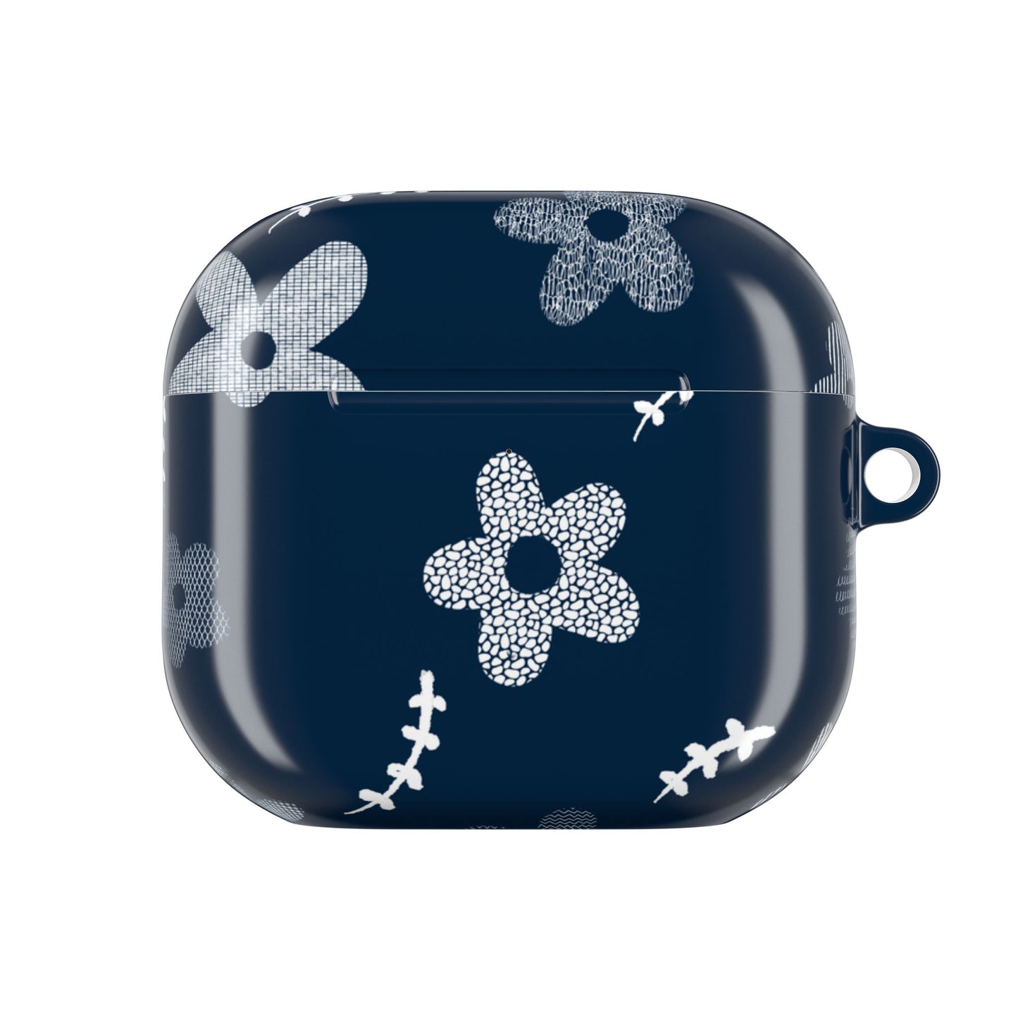 Navy Daisy Floral AirPod Case — Cute Protective Silicone Cover