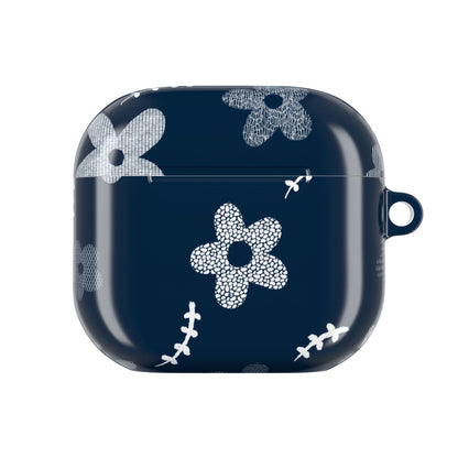 Navy Daisy Floral AirPod Case — Cute Protective Silicone Cover