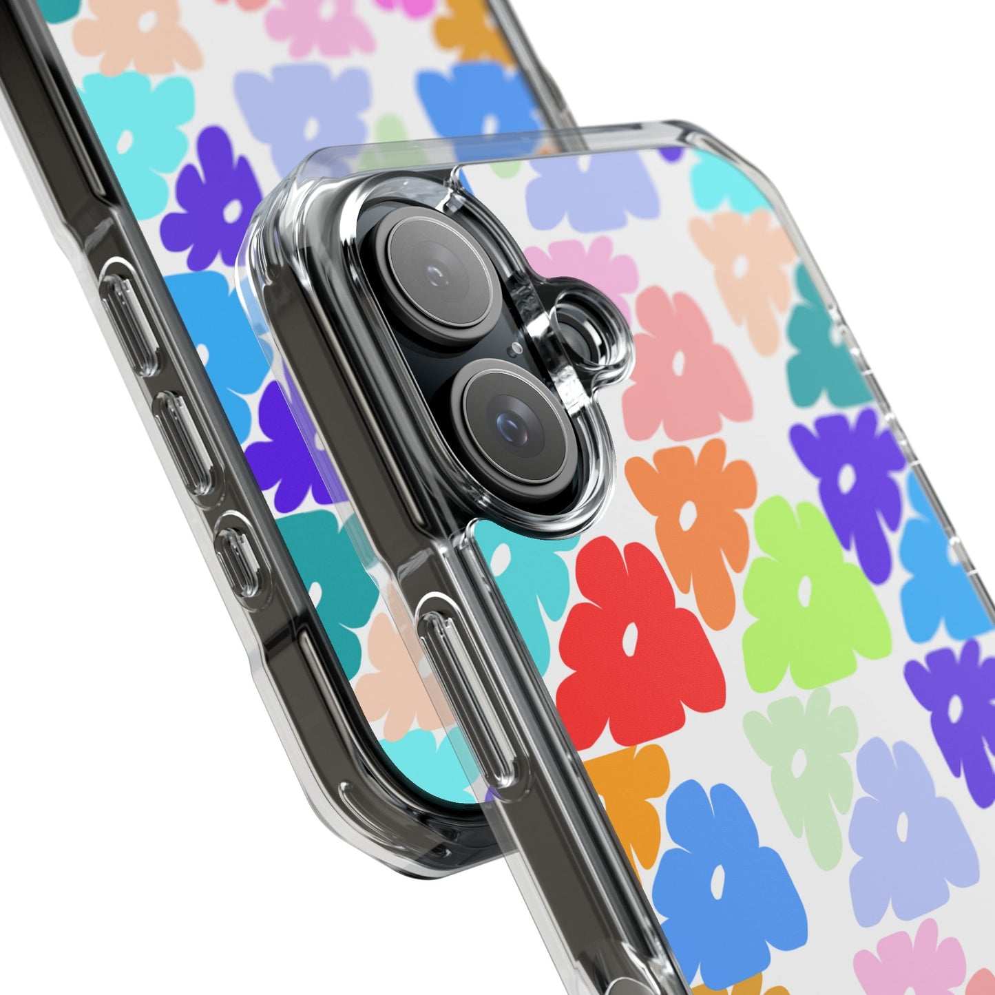 Clear Impact Phone Case — Colorful Abstract Floral Pattern, Magnetic, Protective