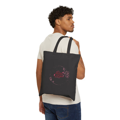 Canvas Tote Bag — Minimal Pink Floral "Wherever You Go" Eco Shopper