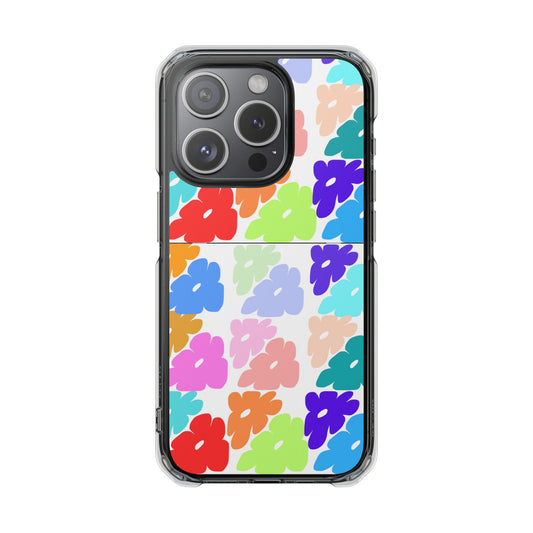 Clear Impact Phone Case — Colorful Abstract Floral Pattern, Magnetic, Protective