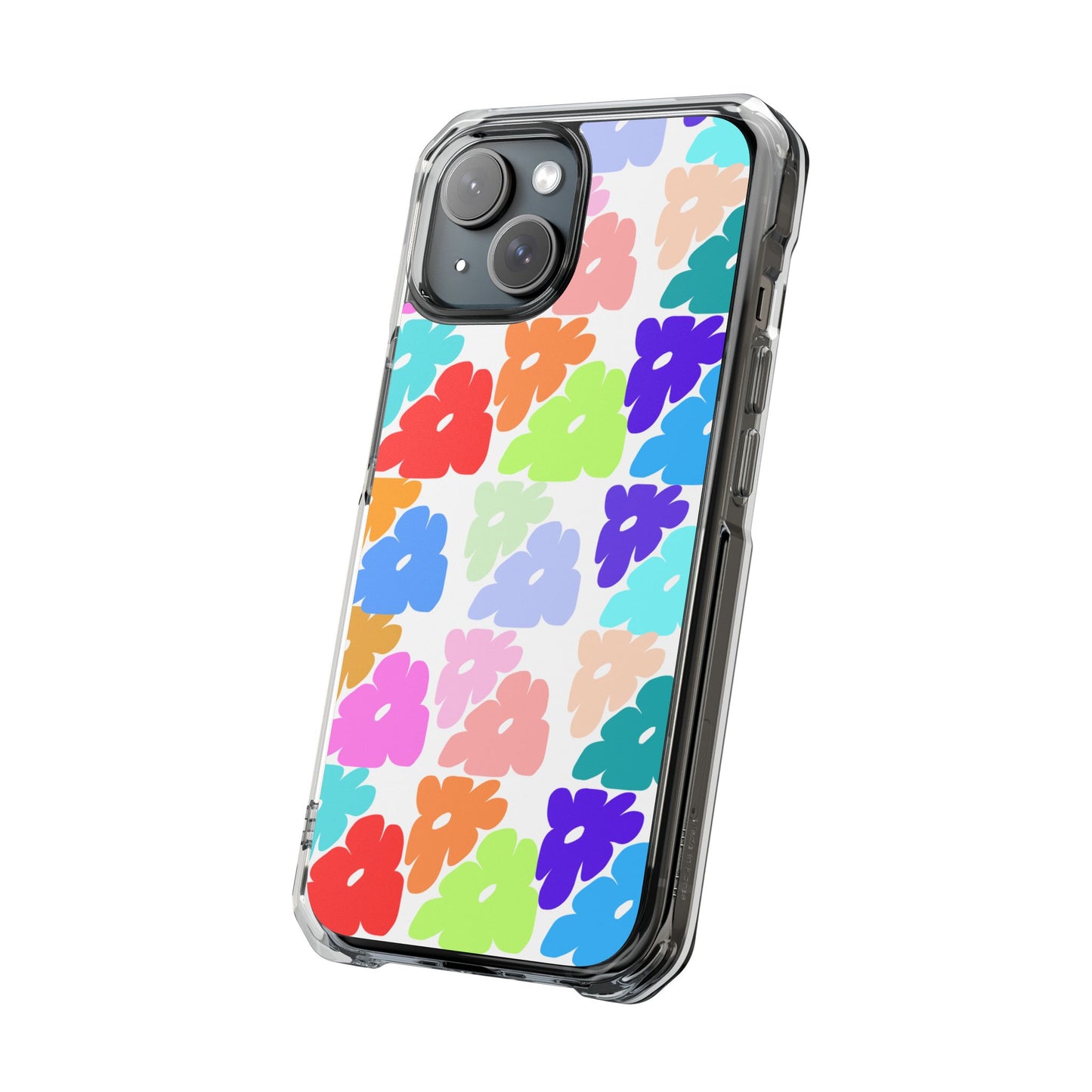 Clear Impact Phone Case — Colorful Abstract Floral Pattern, Magnetic, Protective