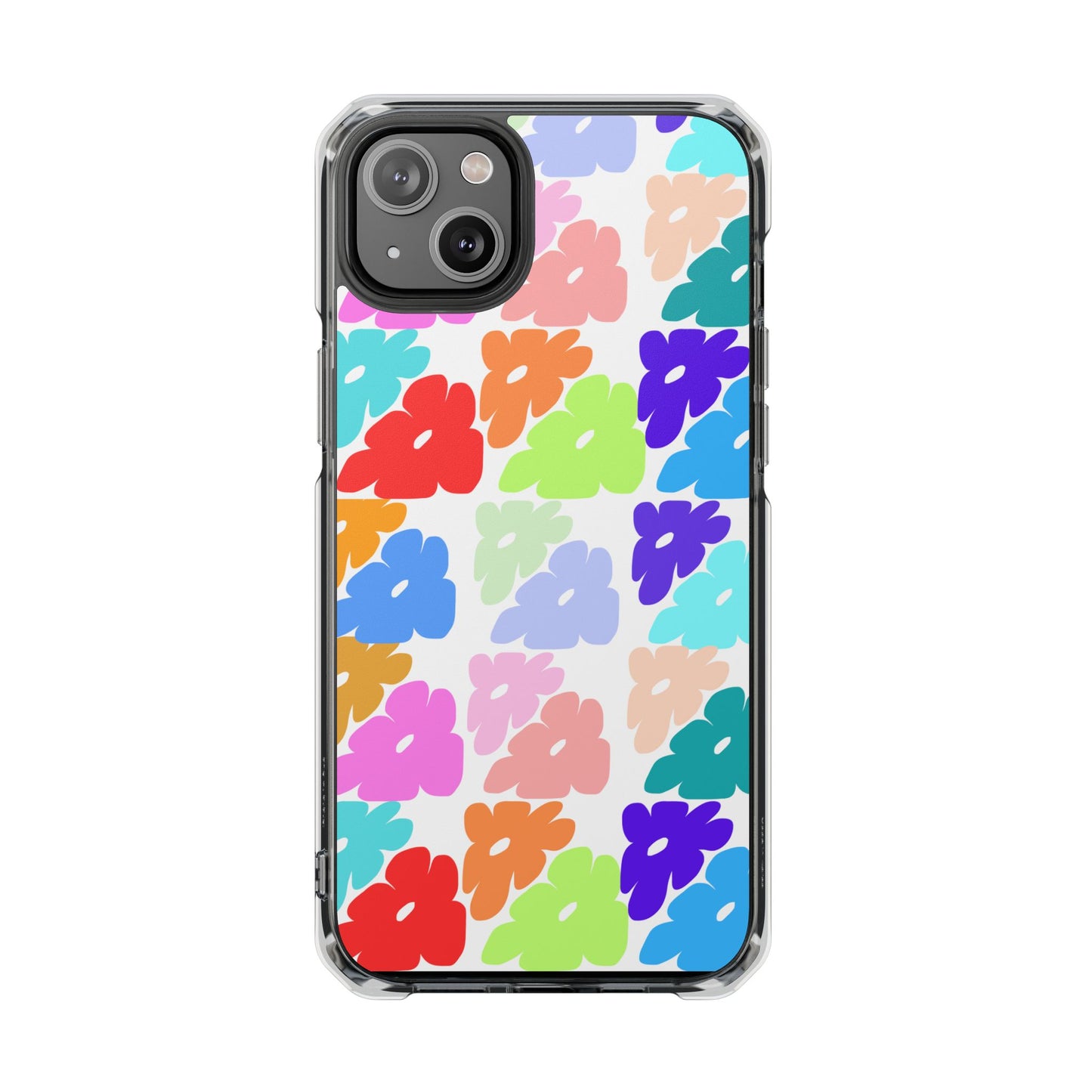 Clear Impact Phone Case — Colorful Abstract Floral Pattern, Magnetic, Protective