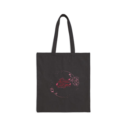 Canvas Tote Bag — Minimal Pink Floral "Wherever You Go" Eco Shopper